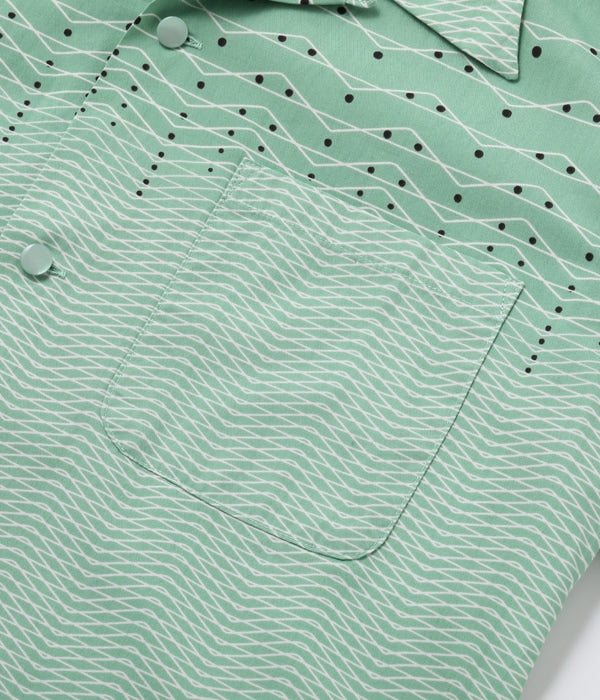 COTTON TYPEWRITER OPEN SHIRT “ZIG ZAG”