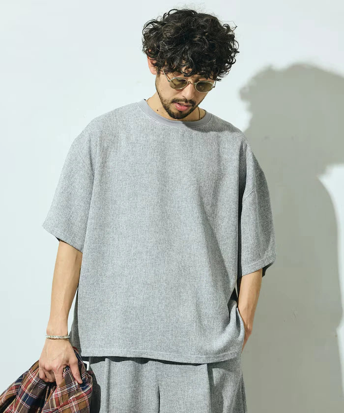 Dry Touch Summer Tweed Short Sleeve Crew Neck