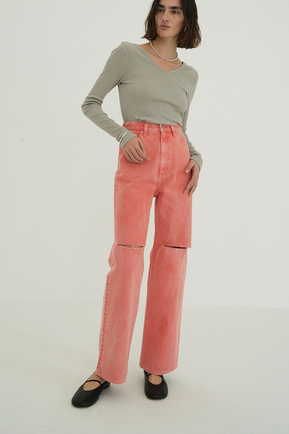 SLASH CUT DENIM PANTS