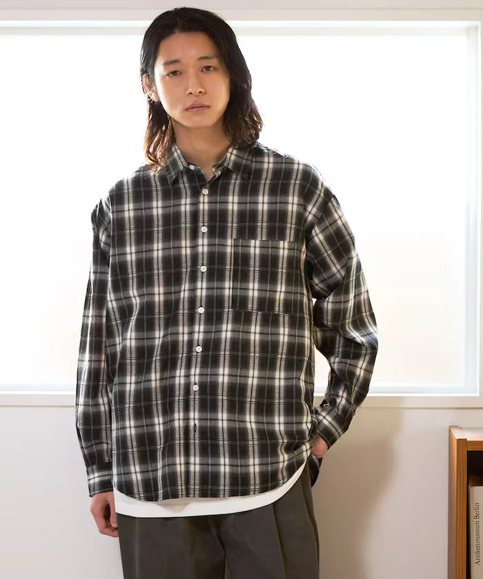 Big Silhouette Ombre Check Shirt / Long Sleeve
