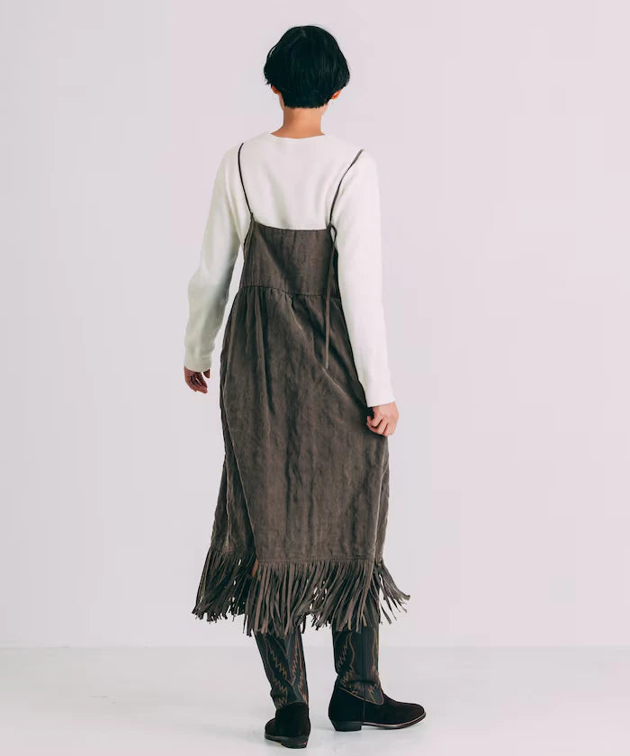 Fade-Processed Fringe Mini Dress