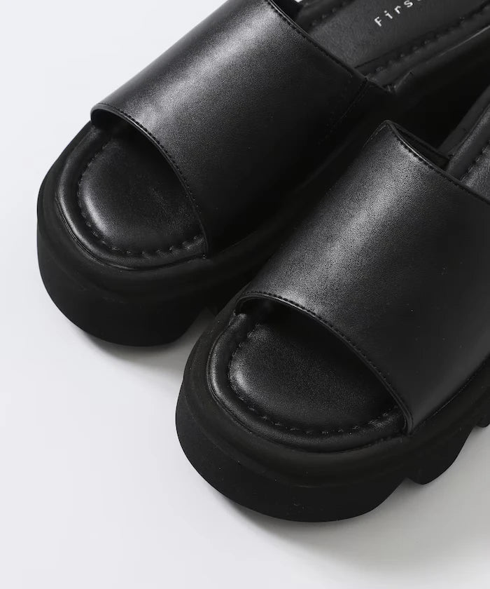 Volume Curved Sole Leatherette Covered Sandal