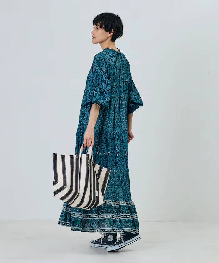India Flower Print 4-Tiered Dress