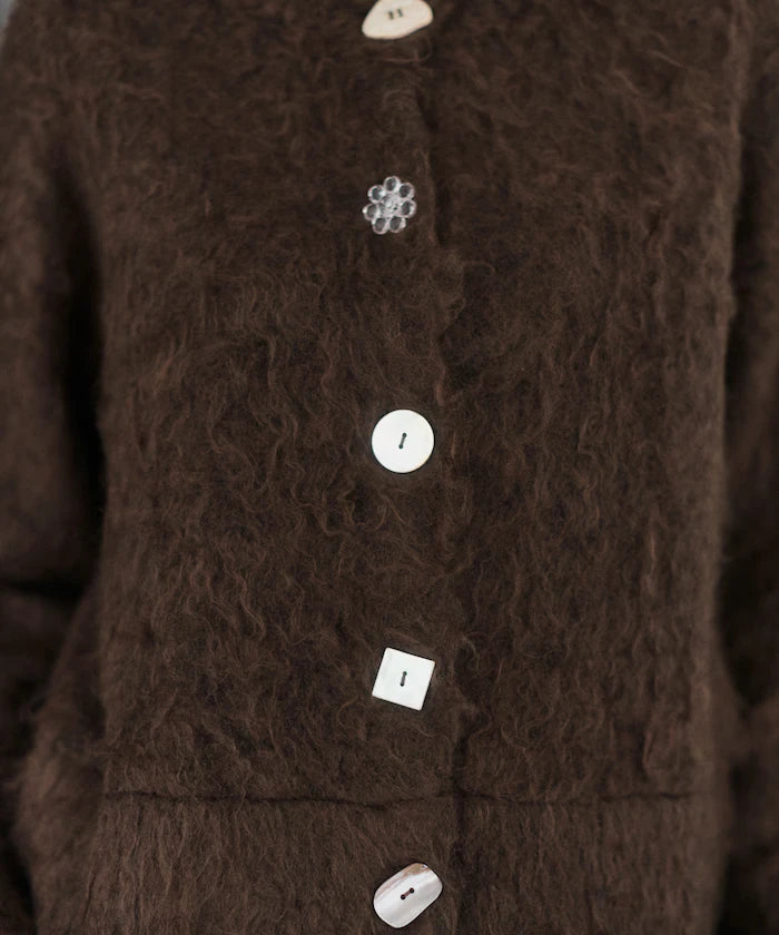 Variation Button Shaggy Knit Cardigan