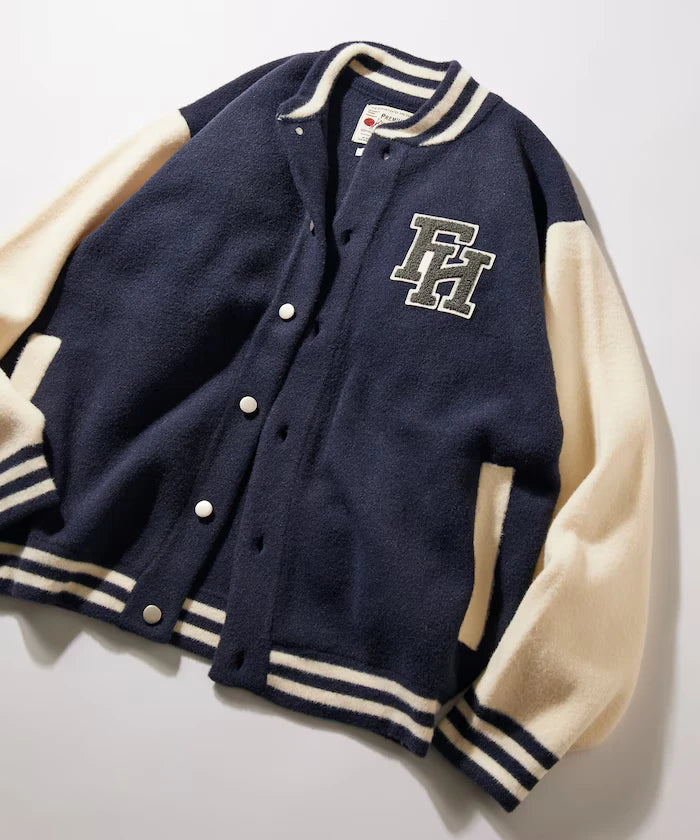 Relaxed Fit Logo Knit Varsity Jacket