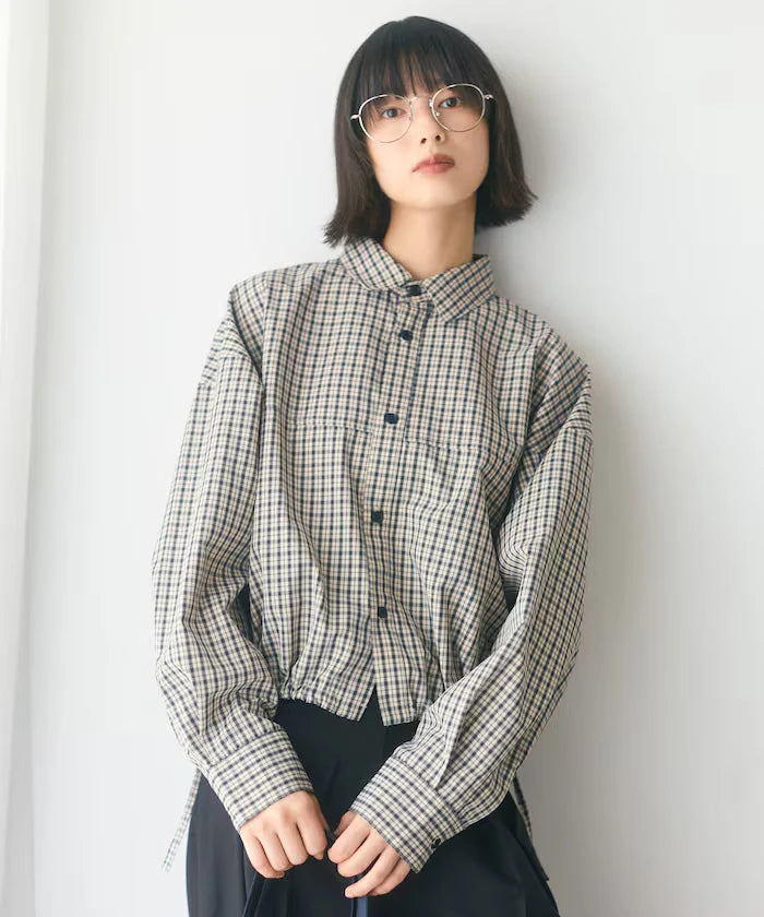 Hem Code Switch Short Length Long Sleeve Shirt