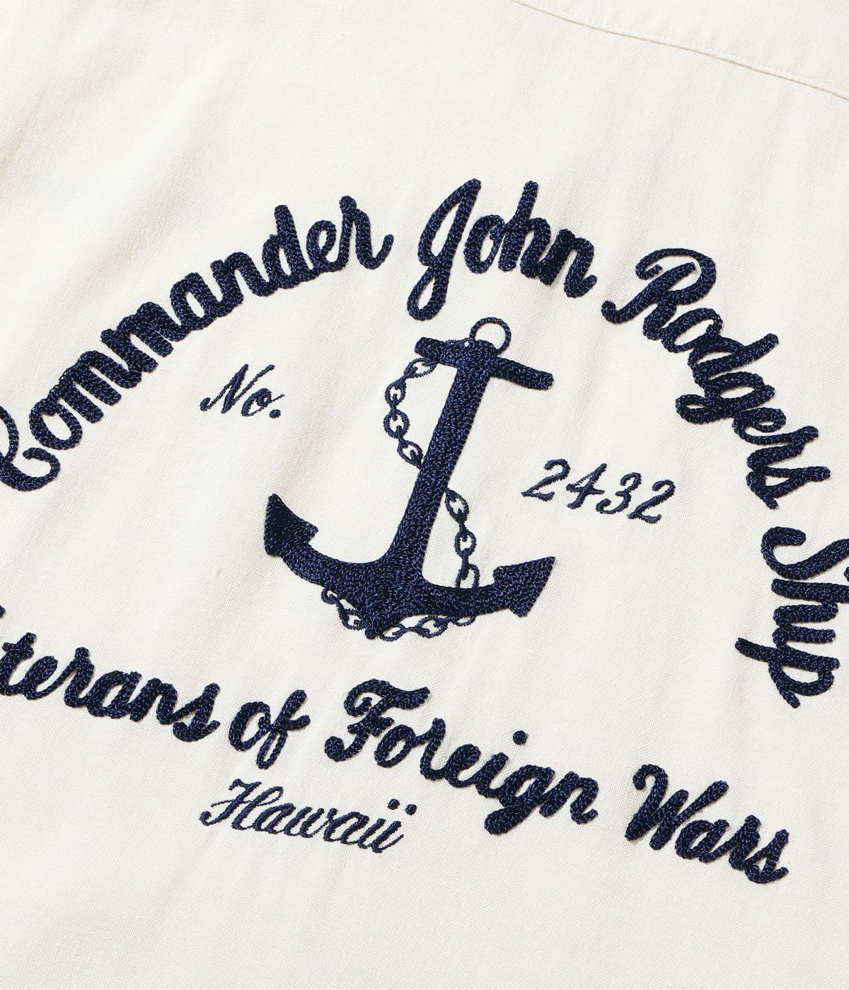 U.S. NAVY RAYON LINEN OPEN SHIRT with CHAIN EMBROIDERED