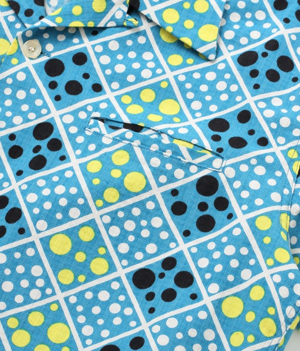 DOBBY COTTON OPEN SHIRT “SQUARE & DOT”