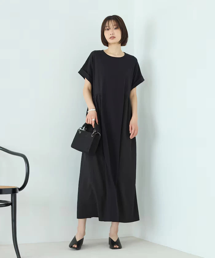 Organic Cotton Mixed Material Docking Gather Dress