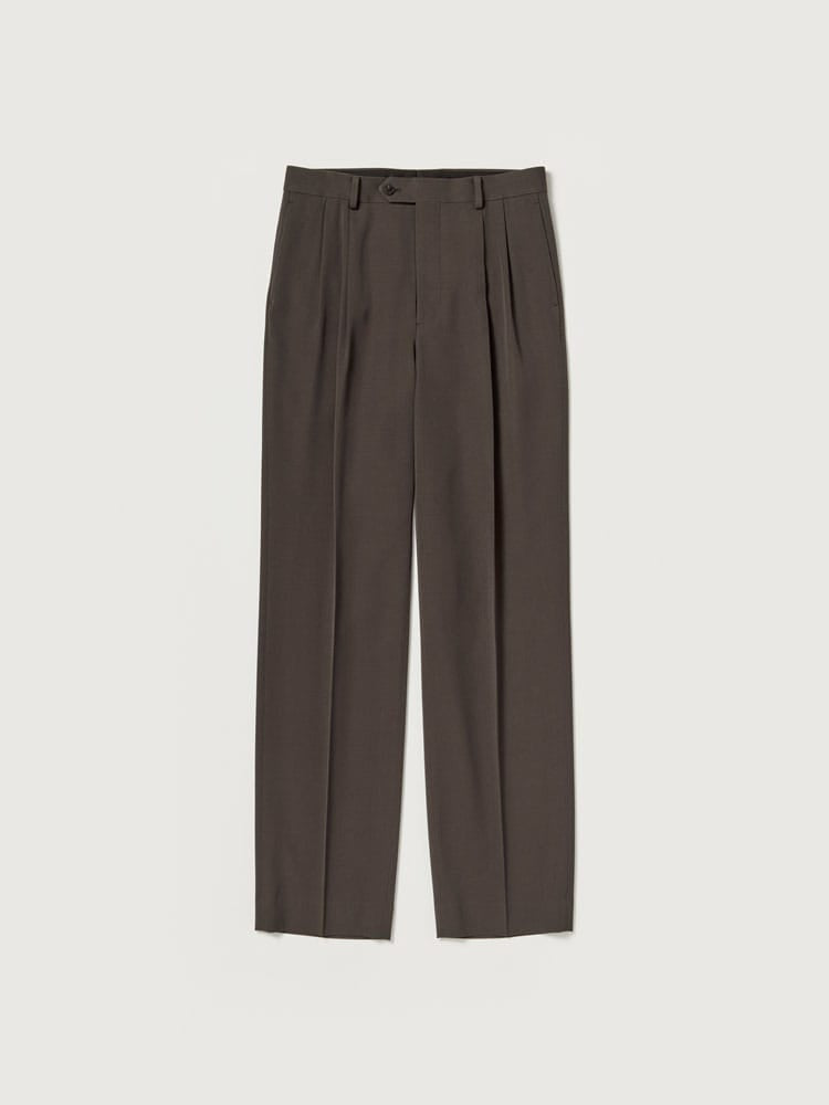 LIGHT WOOL MAX GABARDINE TWO-TUCK SLACKS