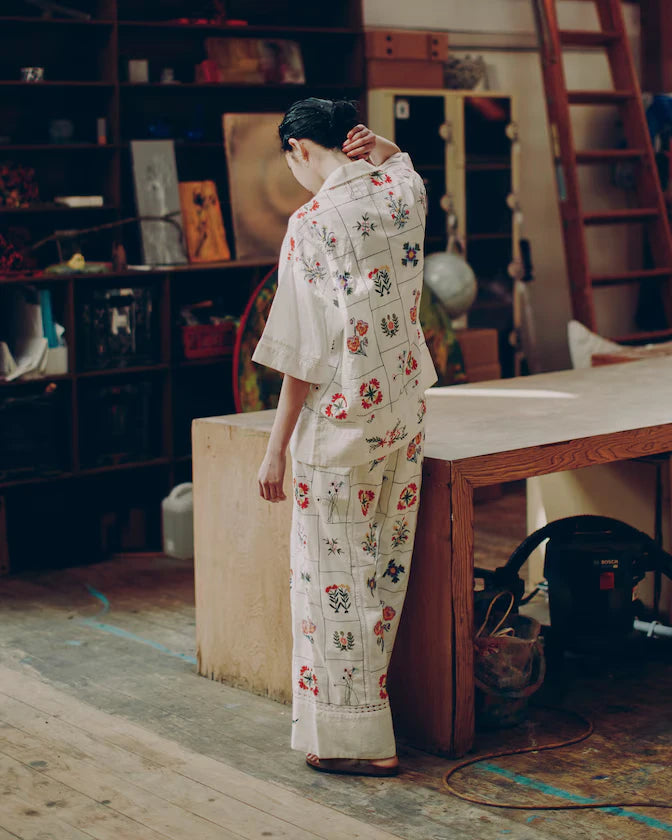 Patchwork Flower Embroidery Shirt