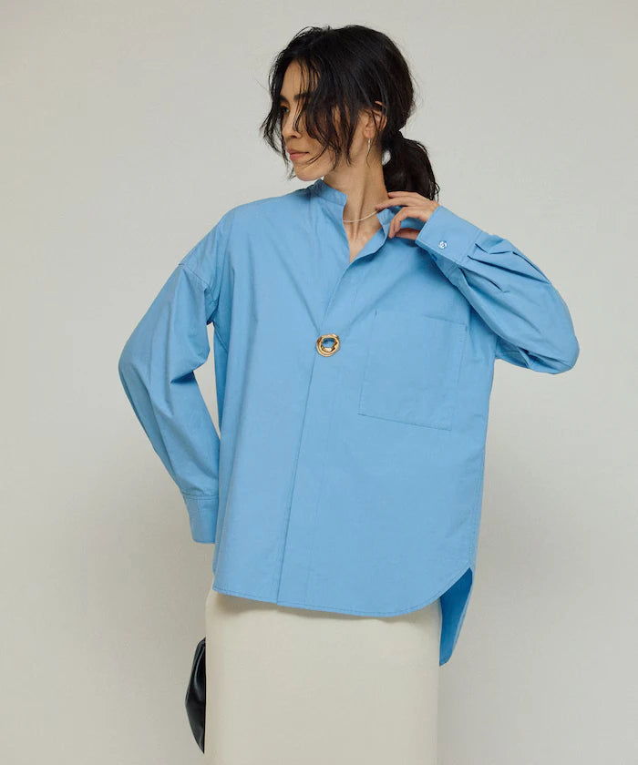 Oversized Long Sleeve Brooch Shirt