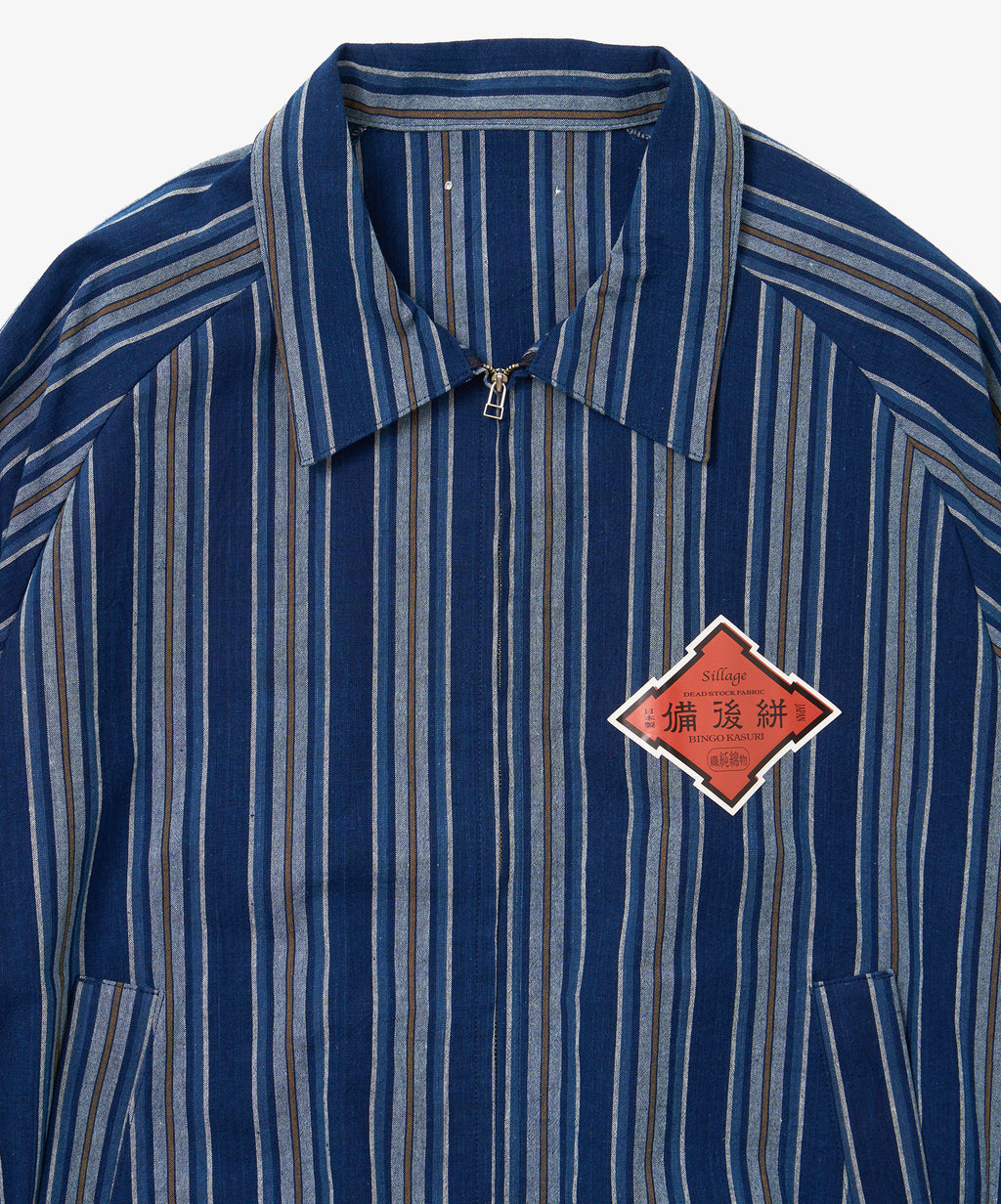 bingo kasuri zip up blouson yellow navy stripe