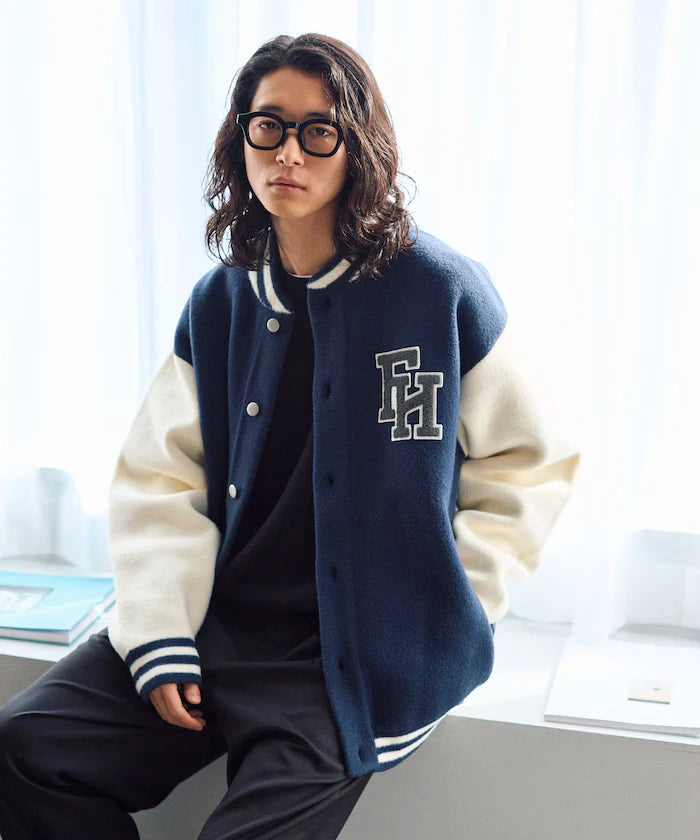 Relaxed Fit Logo Knit Varsity Jacket