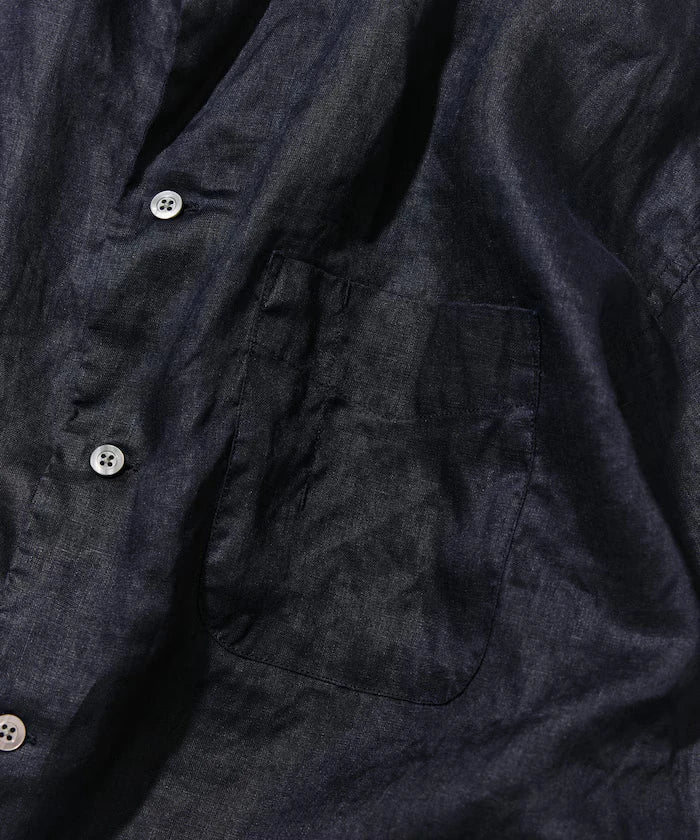 Linen Open Collar Long Sleeve Shirt