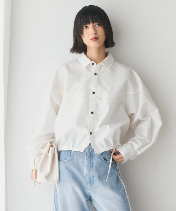 Hem Code Switch Short Length Long Sleeve Shirt