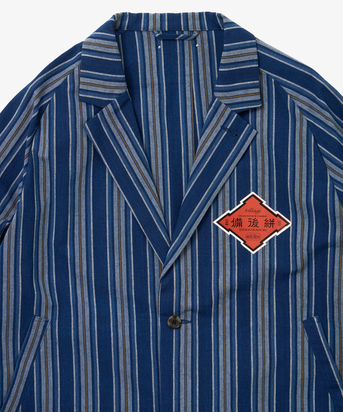 bingo kasuri veste two button yellow navy stripe