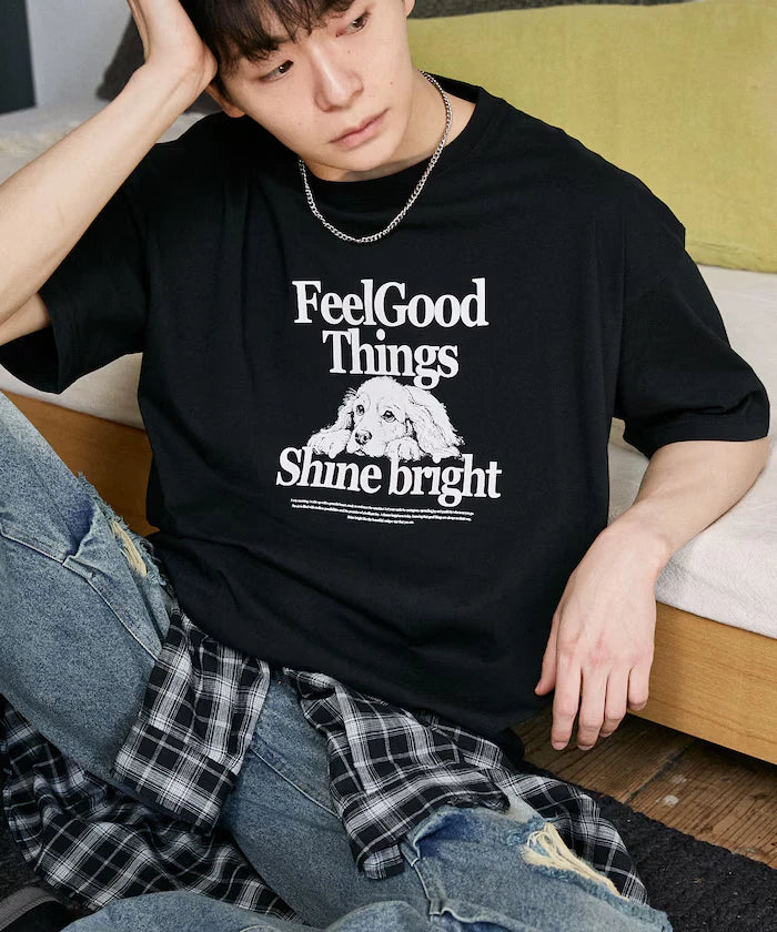<Functional Material> Shime Bright Dog Print T-shirt Limited Edition