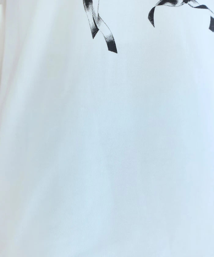 Comfortable Ribbon Print Crew Neck T-shirt