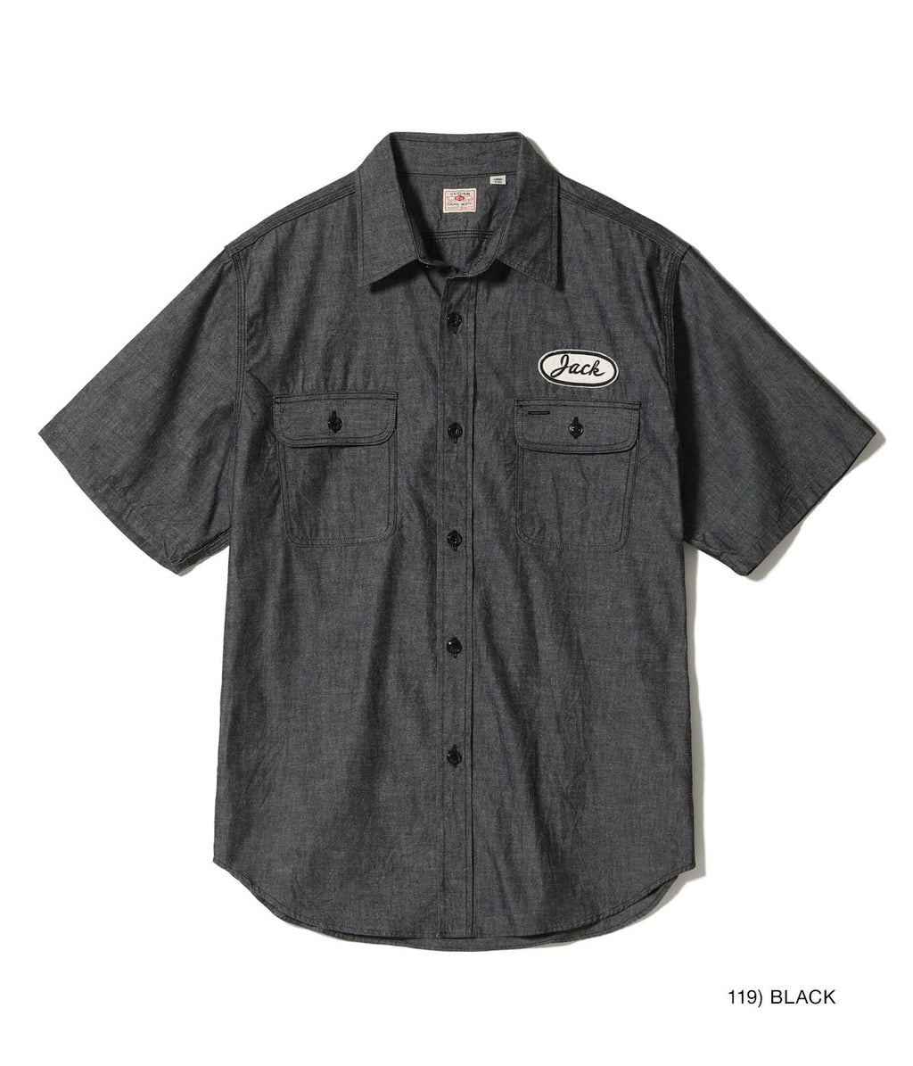 Chambray Work Shirt with Chain Embroidered