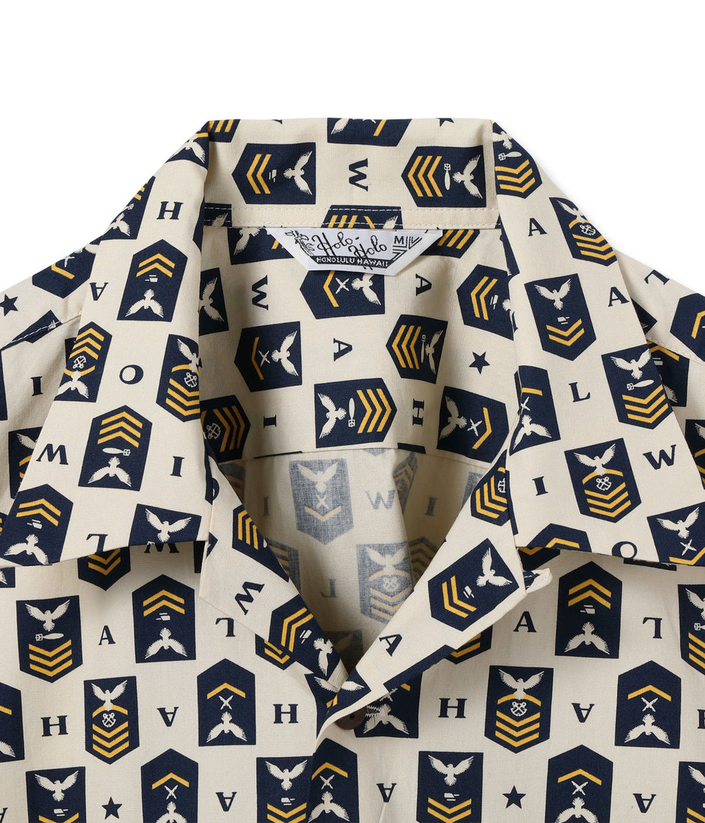 Cotton Broad Hawaiian Shirt 'Navy's Chevron'