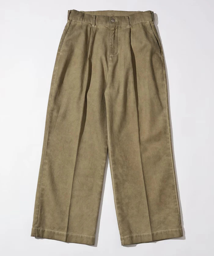 Fade processing cotton tuck wide pants