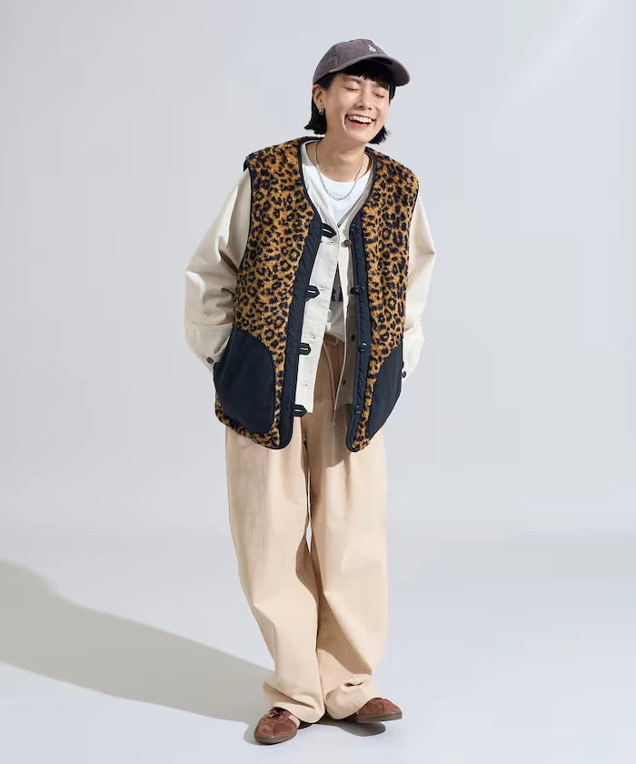 Cotton Nylon Twill Reversible Boa Vest