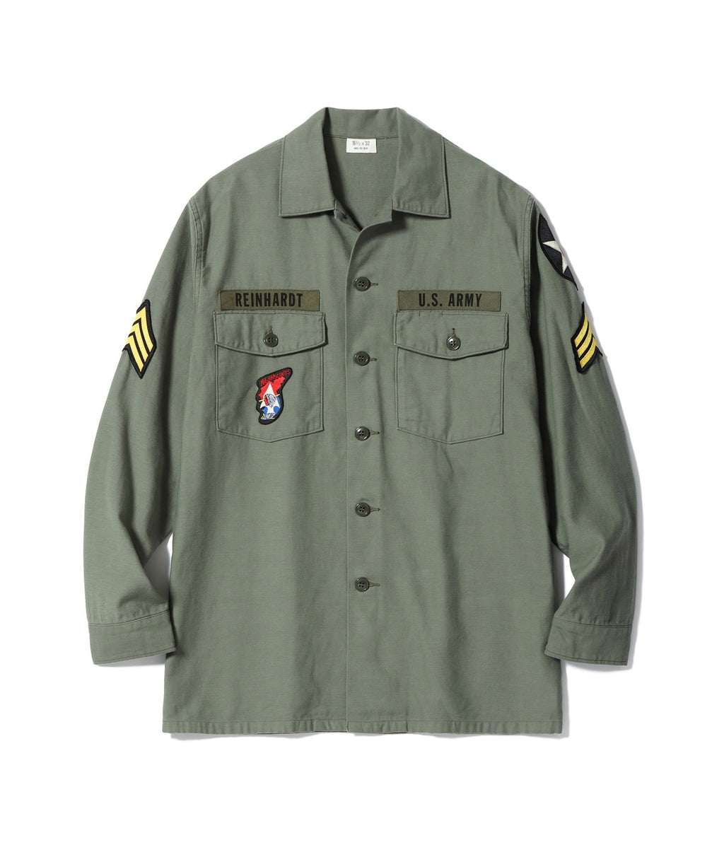 Shirt Man's Cotton Sateen Olive Green Shade107 "Demilitarized Zone"