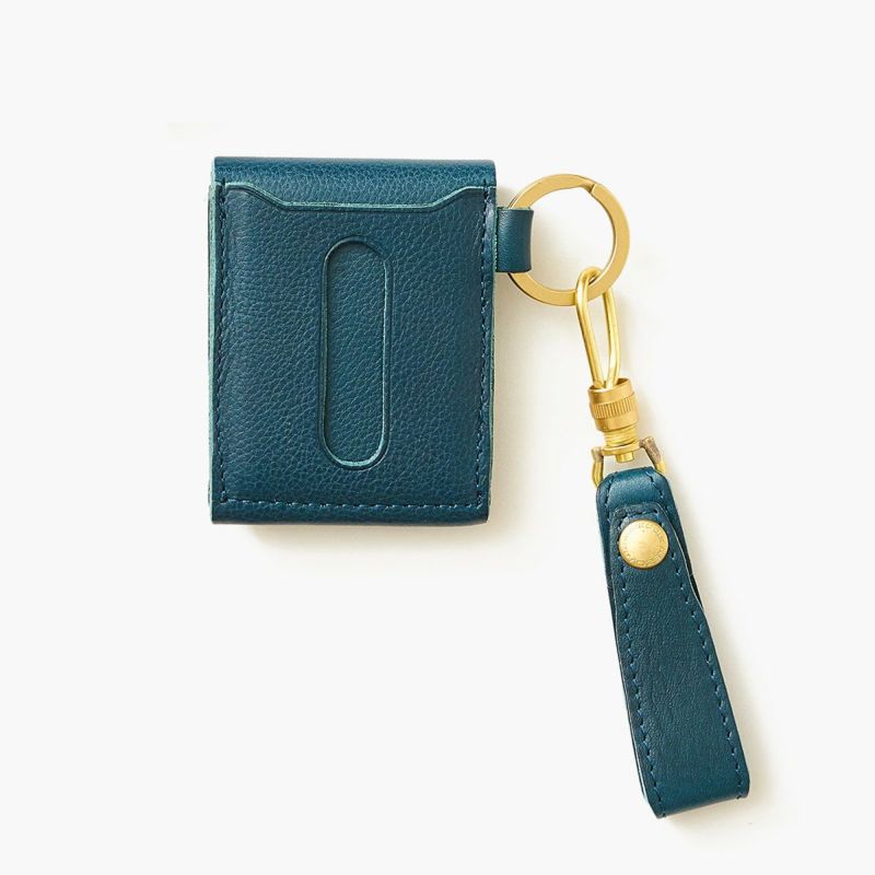 OILED SHRINK LEATHER COIN CASE/NAVY
