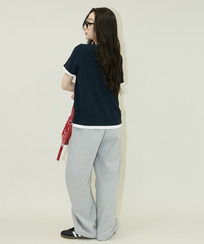 Layered-style Henley Neck T-shirt Limited Edition