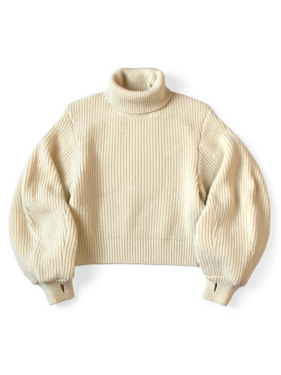 5G Wool Ribbed Bell Sleeve Sweater