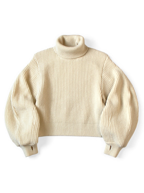 5G Wool Ribbed Bell Sleeve Sweater