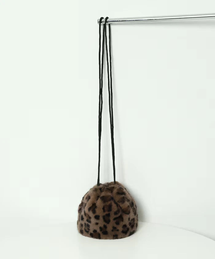 Fake Fur Mini Drawstring Bag