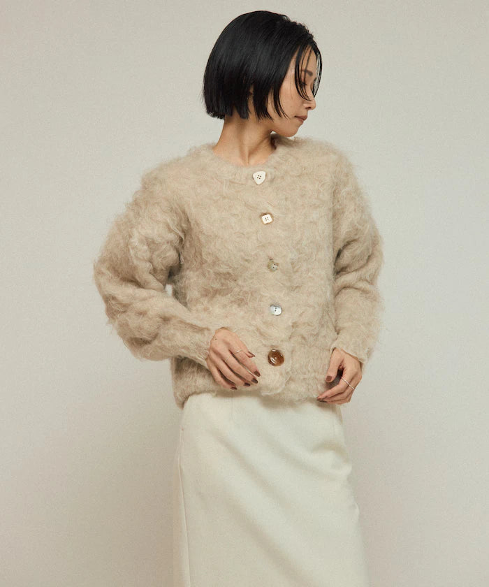 Variation Button Shaggy Knit Cardigan