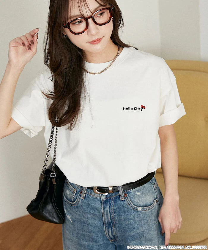 "HELLO KITTY" ID Photo style back print T-shirt limited edition