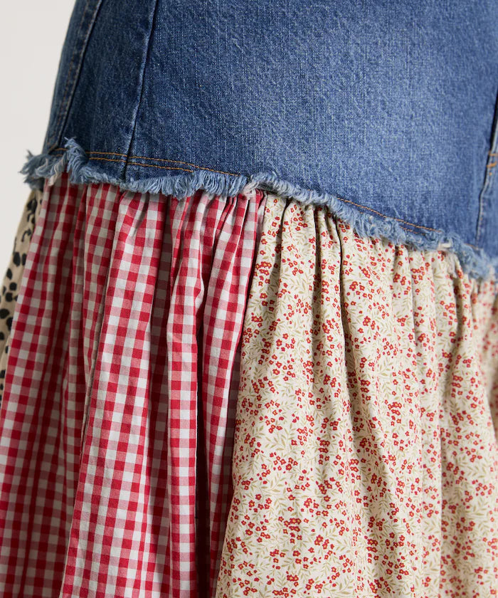 Flower & Check Docking Skirt