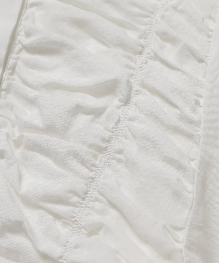 Sheer Shirring Volume Sleeve Blouse / 5 Short Sleeves