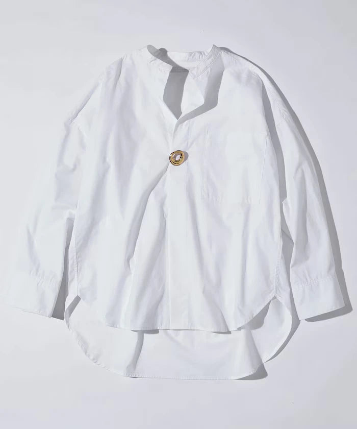 Oversized Long Sleeve Brooch Shirt