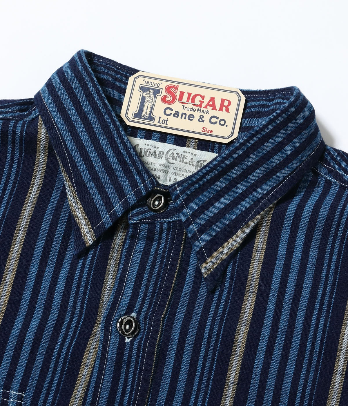 FICTION ROMANCE 5.5oz. INDIGO STRIPE WORK SHIRT