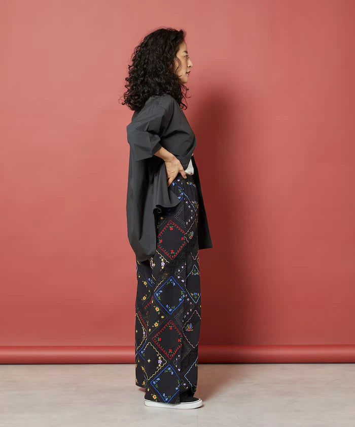 Flower Handkerchief Embroidered Pants