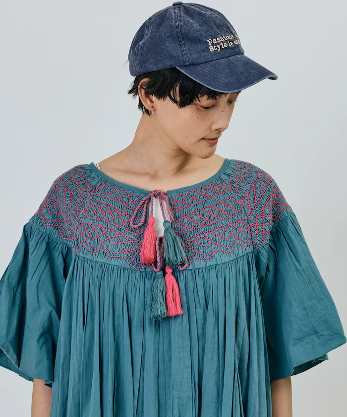 India Colored Smocked Balloon Dress