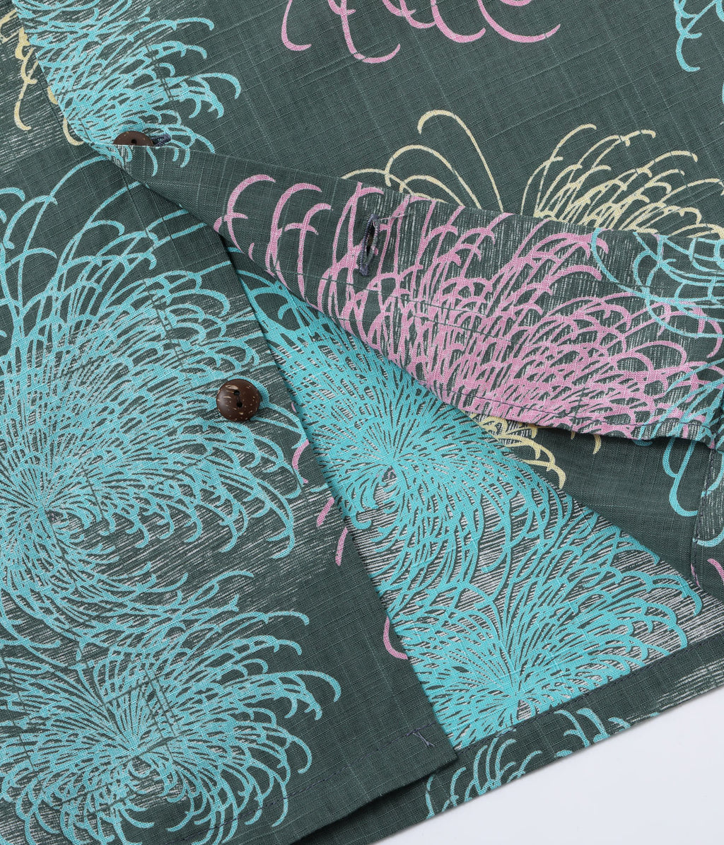 Cotton Linen Slubyarn Hawaiian Shirt 'Chrysanthemum'