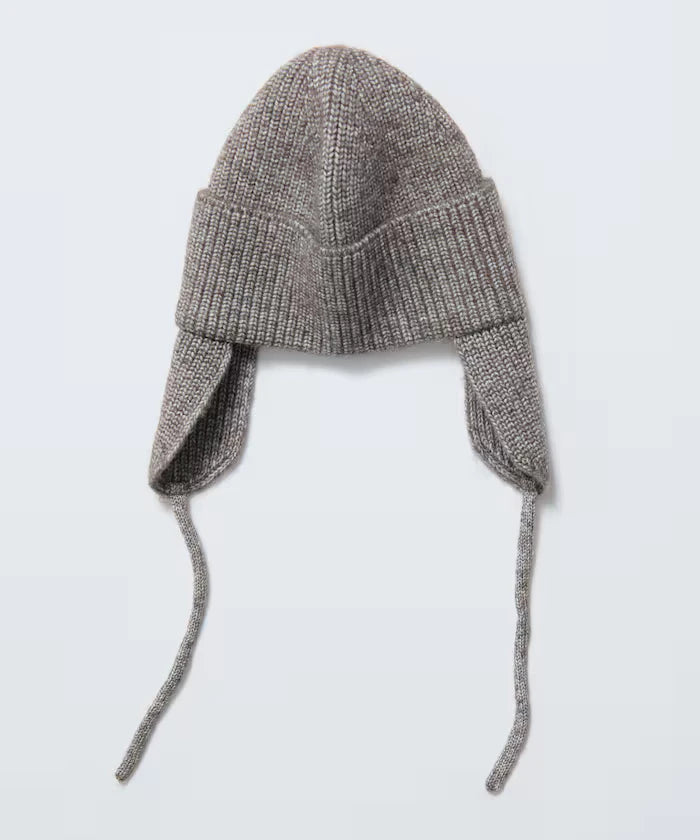 Mix Yarn Ear-Added Knit Cap