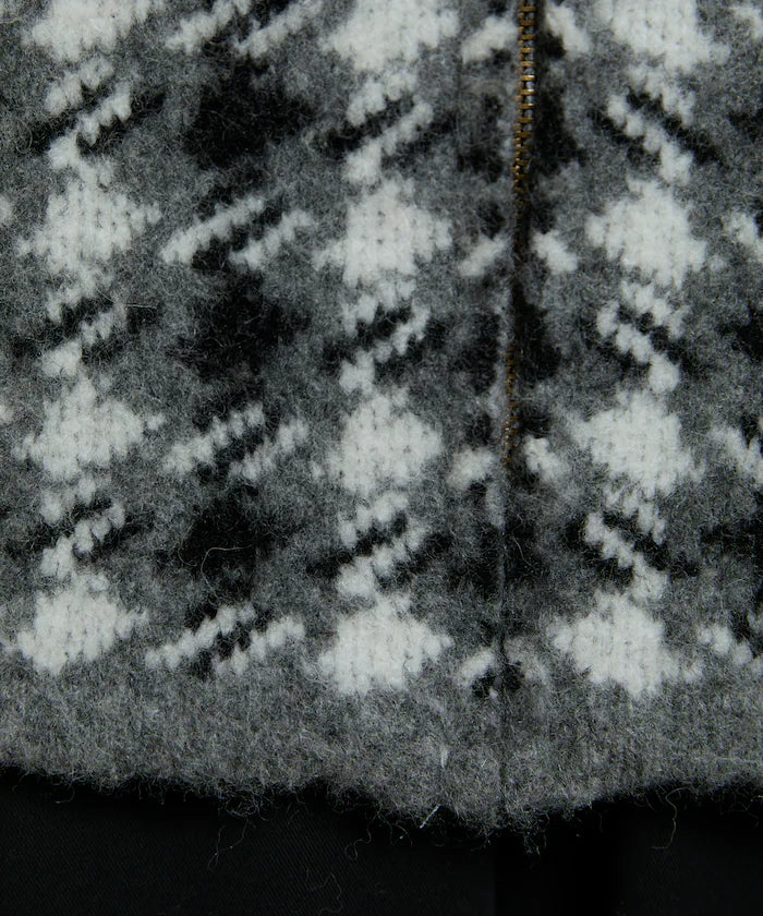 Wool Blend Gancube Check Knit Zip Blouson