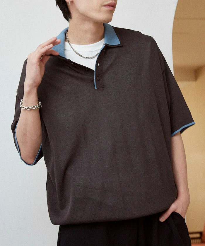 LOVE POP STUDIO Collar Layered Knit Polo Shirt Limited Edition