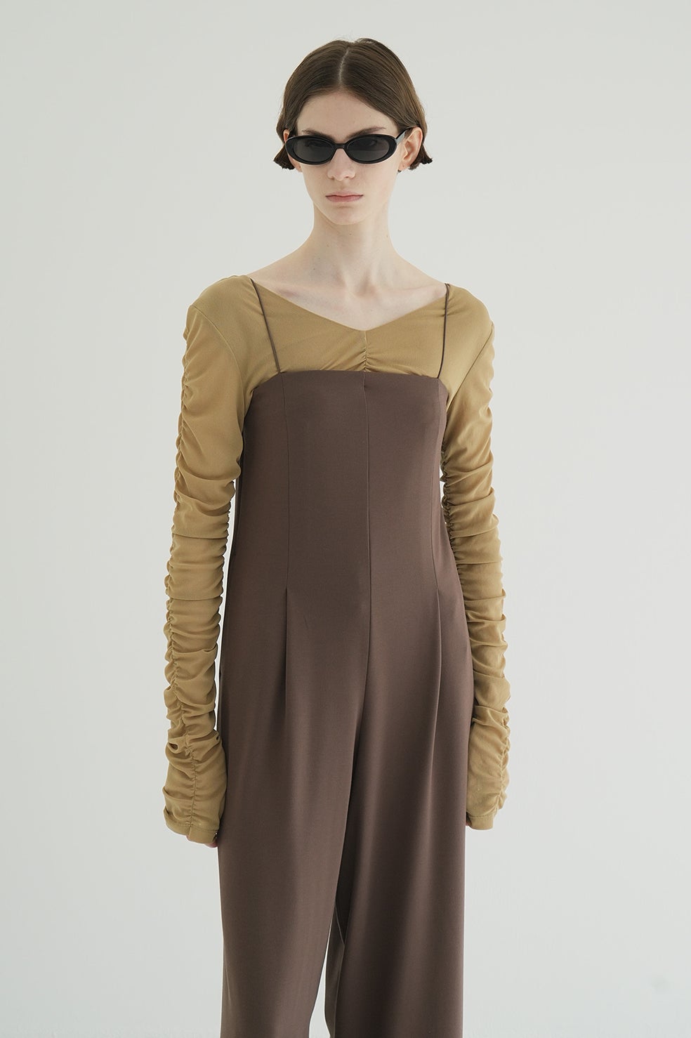 W TULLE SHIRRING TOPS