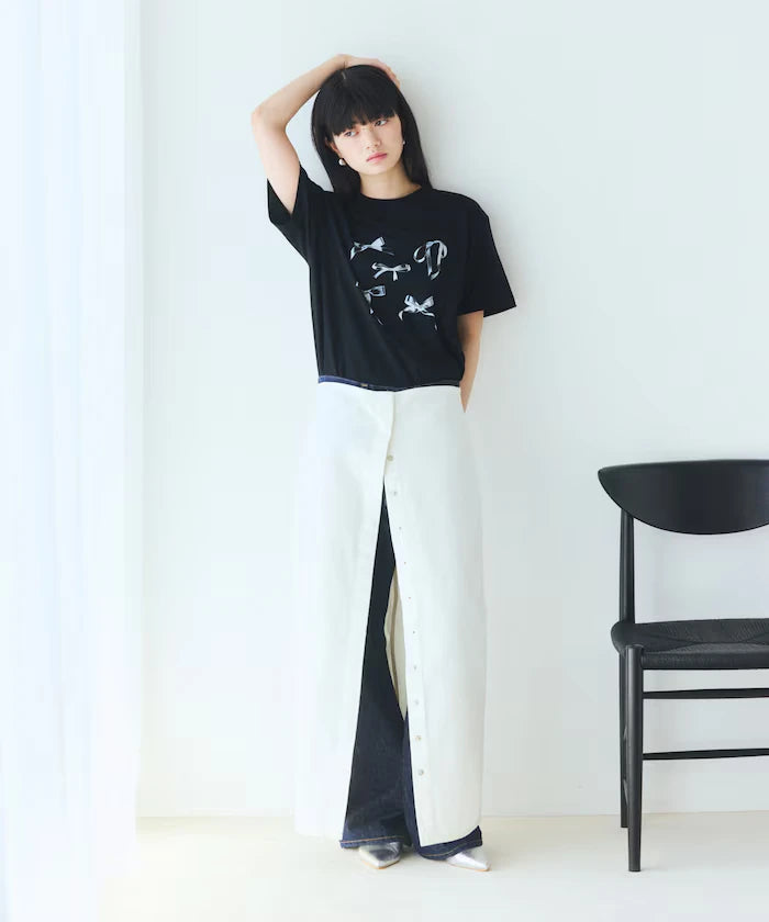 Comfortable Ribbon Print Crew Neck T-shirt