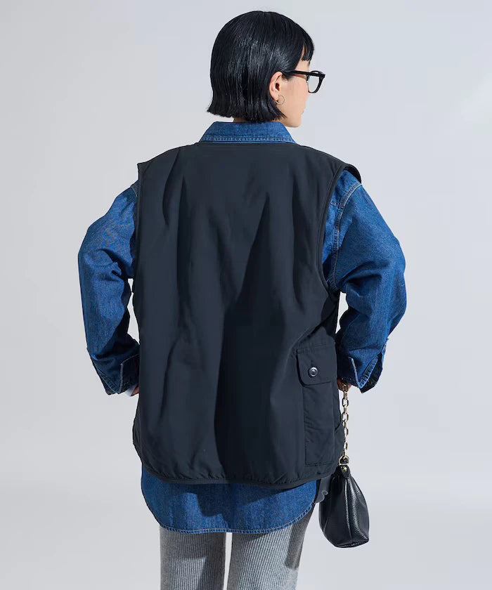 Cotton Nylon Twill Reversible Boa Vest