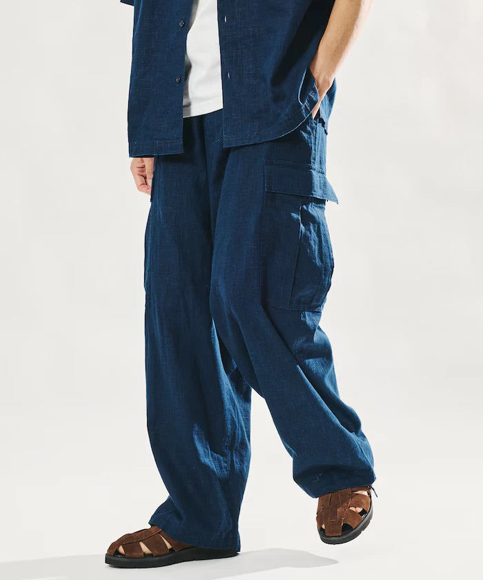 LINEN COTTON EASY CARGO PANTS 【Compatible with Set-Up】