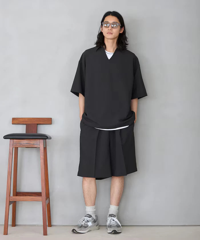 Functional Fabric Pullover Short Sleeve Shirt Set 3-piece Set / Washable / UV Cut / Quick Dry / Cool Touch
